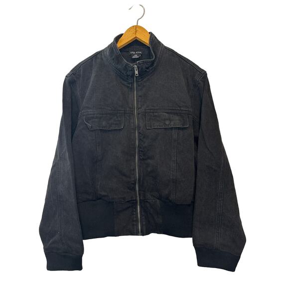 City Chic Faded Black Zip Front Fall & Winter Denim Jacket Size Small - Picture 1 of 12